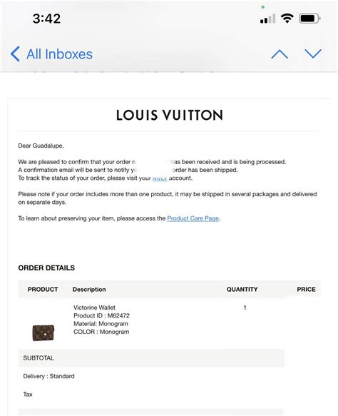 louis vuitton pending order.